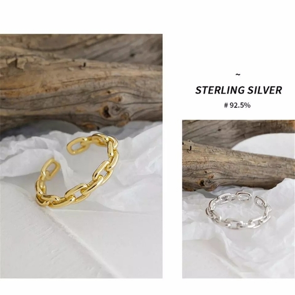Unisex Cuban Chain 14k Yellow Gold-Plated Ring‎ Adjustable Band Size Small - Picture 11 of 16